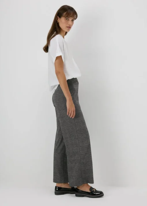 Et Vous Grey Check Ponte Wide Leg Trousers