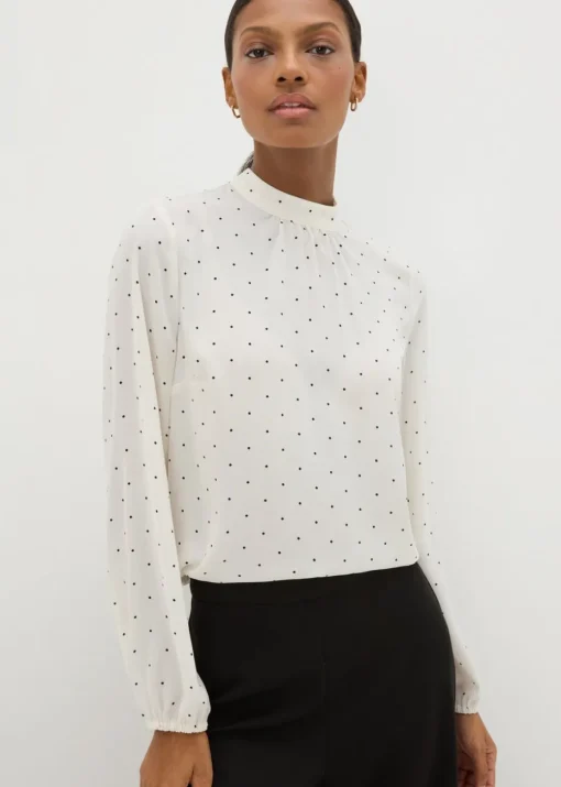 Et Vous Ivory Spot High Neck Blouse