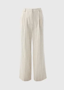 Et Vous Ivory Striped Linen Blend Wide Leg Trousers