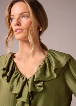 Et Vous Khaki Frill Blouse