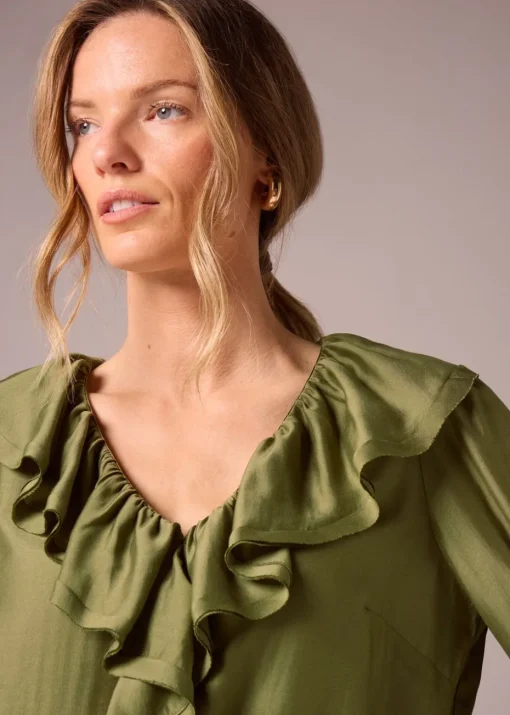 Et Vous Khaki Frill Blouse