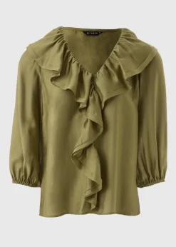 Et Vous Khaki Frill Blouse