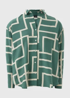 Et Vous Khaki Geometric Print Co Ord Shirt