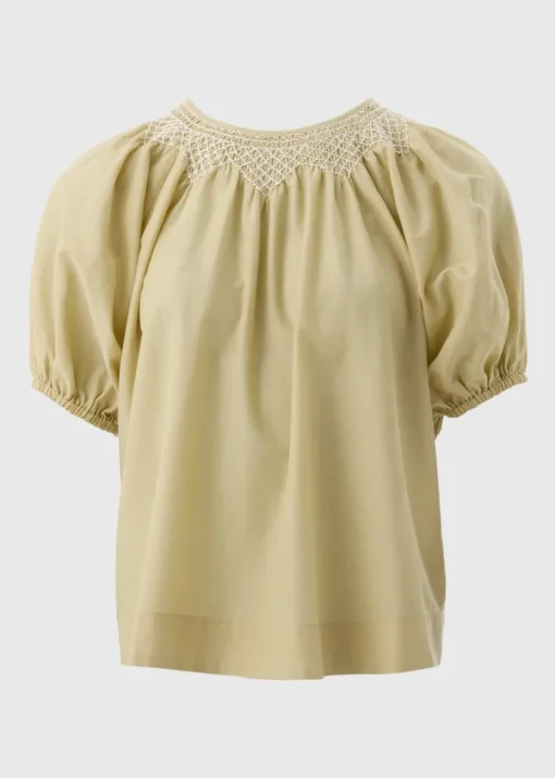 Et Vous Lime Embroidered Blouse