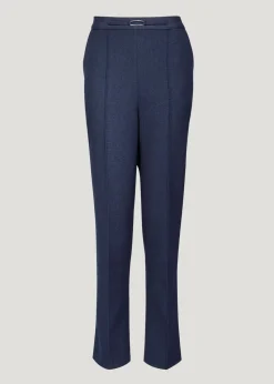 Et Vous Navy Pleat Front Straight Leg Trousers