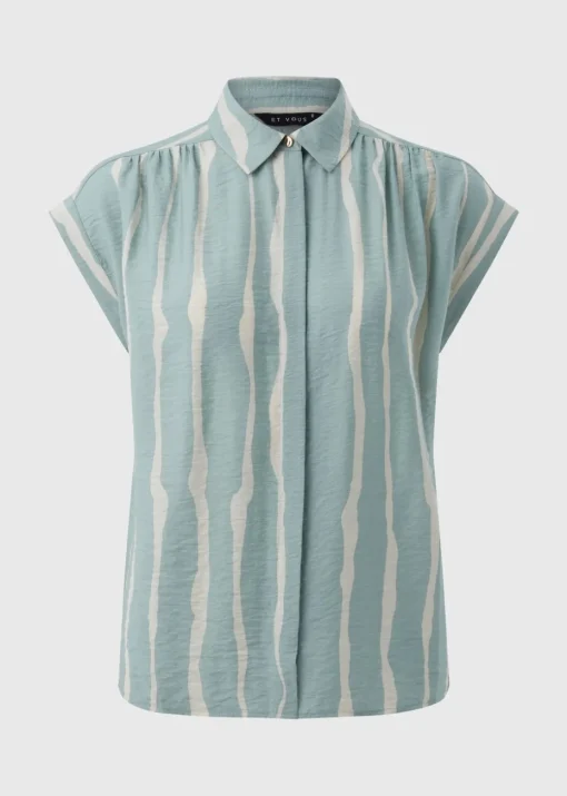 Et Vous Sage Stripe Blouse