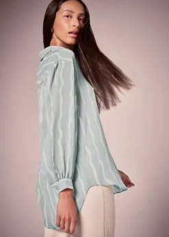 Et Vous Sage Stripe Blouse