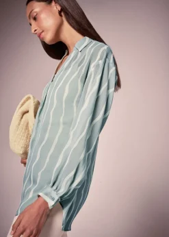 Et Vous Sage Stripe Blouse