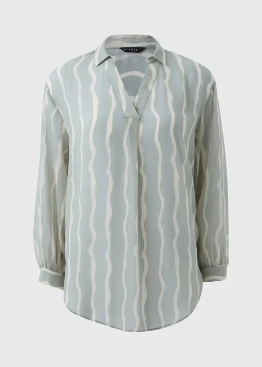 Et Vous Sage Stripe Blouse
