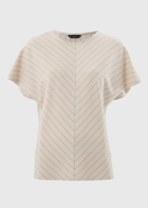 Et Vous Stone Pinstripe Top