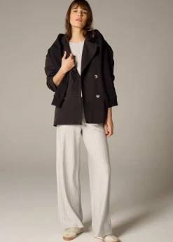 Et Vous Stone Pinstripe Wide Leg Trousers