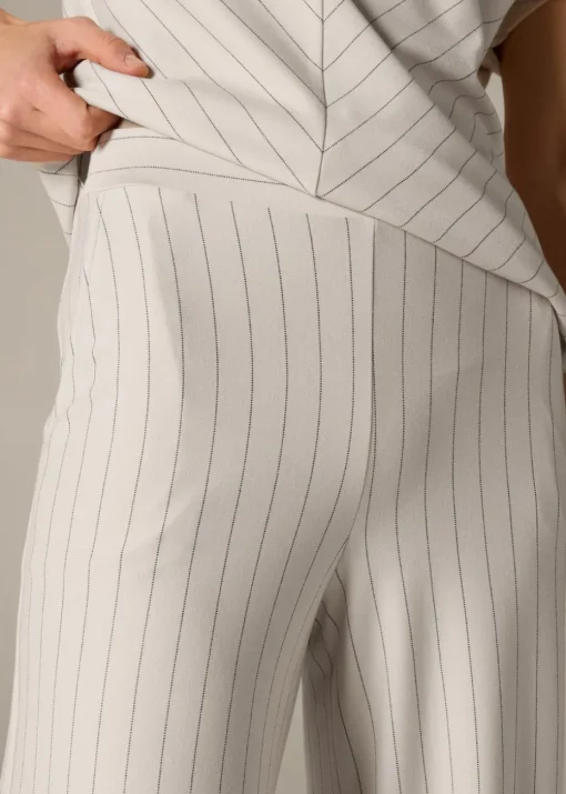Et Vous Stone Pinstripe Wide Leg Trousers