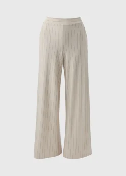 Et Vous Stone Pinstripe Wide Leg Trousers