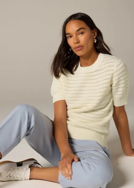 Et Vous Stone Pointelle Short Sleeve Jumper
