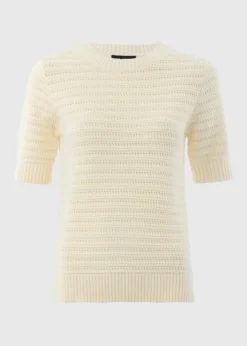 Et Vous Stone Pointelle Short Sleeve Jumper