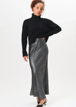 Gini London Black High Neck Chunky Knit Crop Jumper