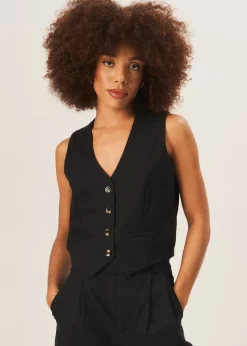 Gini London Black Tailored Single Breasted Waistcoat