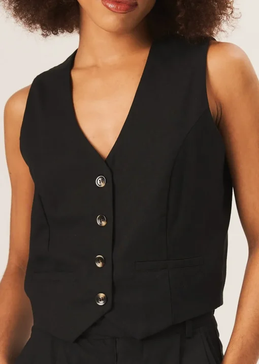Gini London Black Tailored Single Breasted Waistcoat