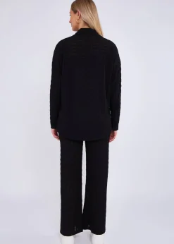 Gini London Black Textured Oversized Long Sleeves Shirt