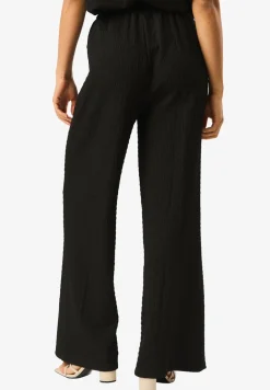 Gini London Black Textured Elastic Waist Pull On Trousers