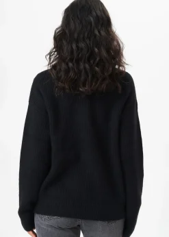 Gini London Black V Neck Knit Oversized Jumper