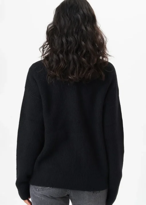 Gini London Black V Neck Knit Oversized Jumper