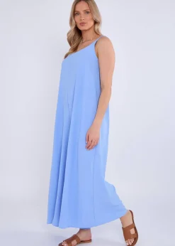 Gini London Blue Air Flow Strappy Wide Leg Jumpsuit