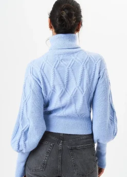 Gini London Blue High Neck Knit Crop Jumper