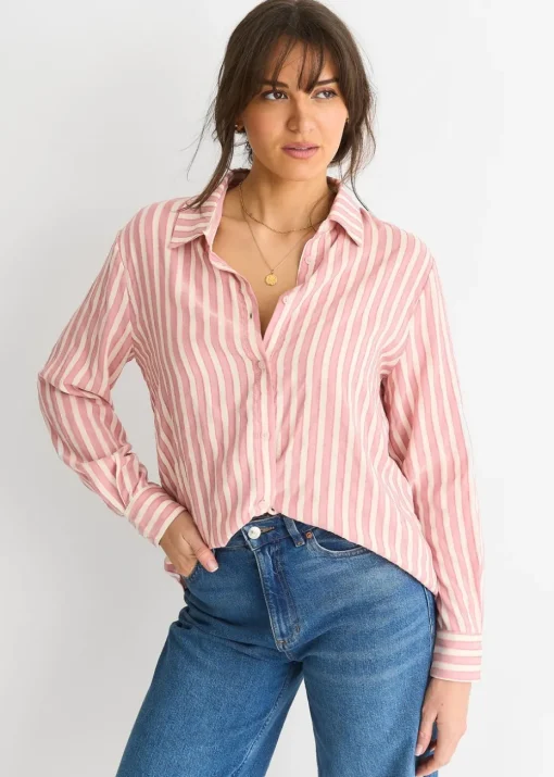 Gini London Blush Stripe Oversized Shirt