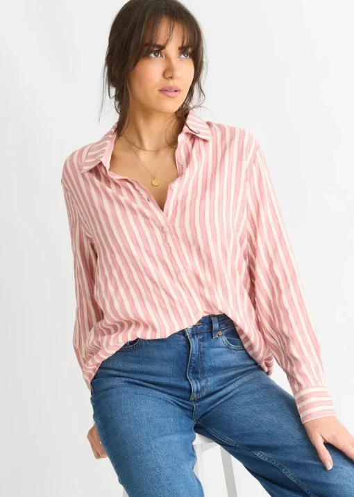Gini London Blush Stripe Oversized Shirt