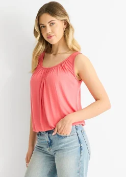 Gini London Coral Round Neck Oversized Sleeveless Top