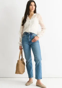 Gini London Embroidery puff sleeve top