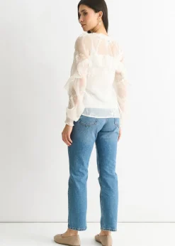 Gini London Embroidery puff sleeve top