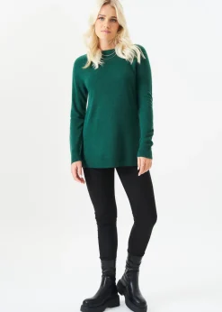 Gini London Green Crew Neck Fine Knit Oversized Jumper