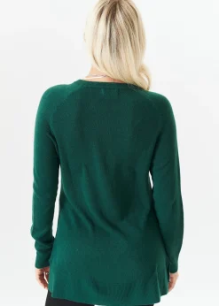 Gini London Green Crew Neck Fine Knit Oversized Jumper