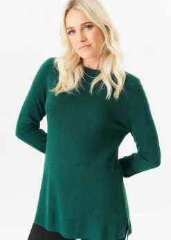 Gini London Green Crew Neck Fine Knit Oversized Jumper