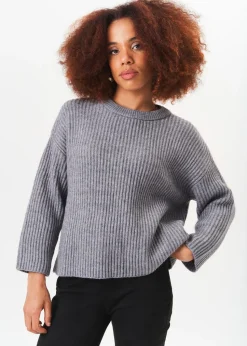 Gini London Grey Chunky Knit Oversized Jumper