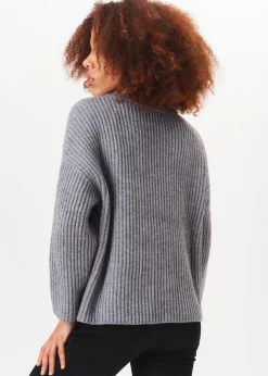 Gini London Grey Chunky Knit Oversized Jumper