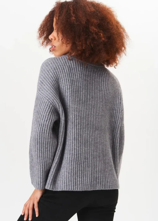 Gini London Grey Chunky Knit Oversized Jumper
