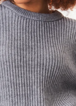 Gini London Grey Chunky Knit Oversized Jumper