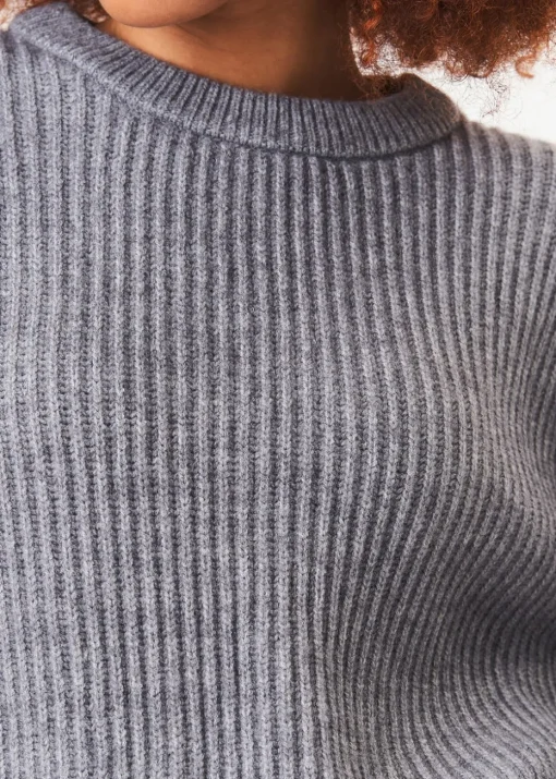 Gini London Grey Chunky Knit Oversized Jumper