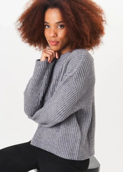 Gini London Grey Chunky Knit Oversized Jumper