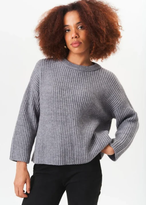 Gini London Grey Chunky Knit Oversized Jumper
