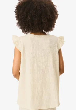 Gini London Ivory Frill Sleeves Textured Oversized Top