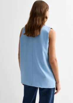 Gini London Light Blue Tailored Longline Waistcoat
