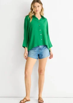 Gini London Mid Green Kimono Oversized Blouse
