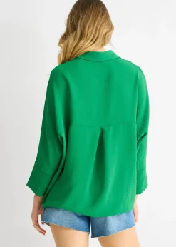 Gini London Mid Green Kimono Oversized Blouse