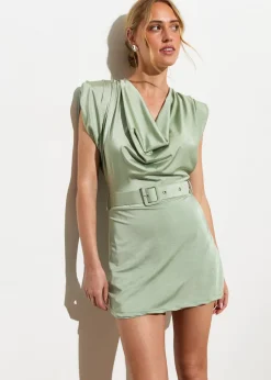 Gini London Mint Cowl Neck Belted Skort Playsuit