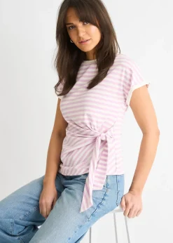 Gini London Pink  Stretch Stripe Top