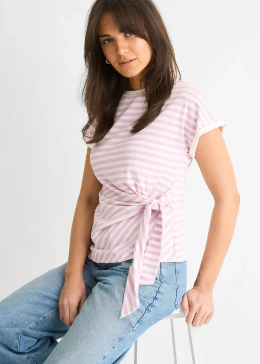 Gini London Pink  Stretch Stripe Top